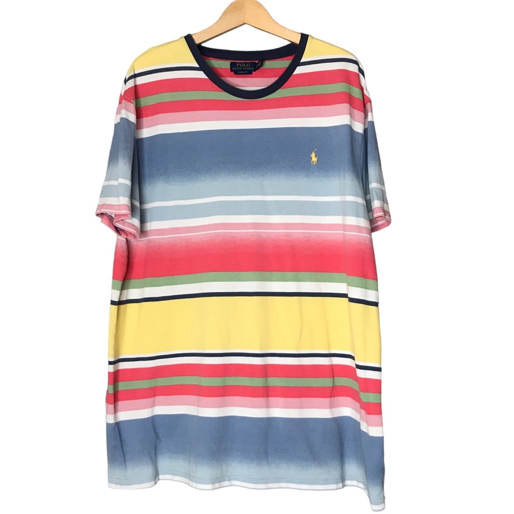 Polo Ralph Lauren Classic Fit Striped Tee Crew Neck Cotton Ombre Men's XL